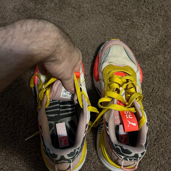 PUMA RS-X Unexpected Mixes Sneaker Zebra Pink Yellow Lace Up‎ Women's Size 10 - Picture 7 of 8